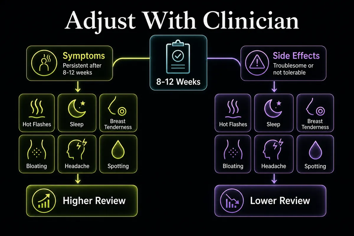 Two-column infographic comparing major HRT benefits with main risks in plain language.