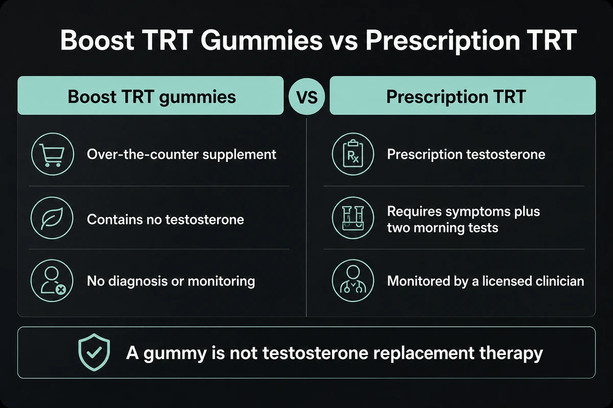 Boost TRT gummies compared with prescription TRT